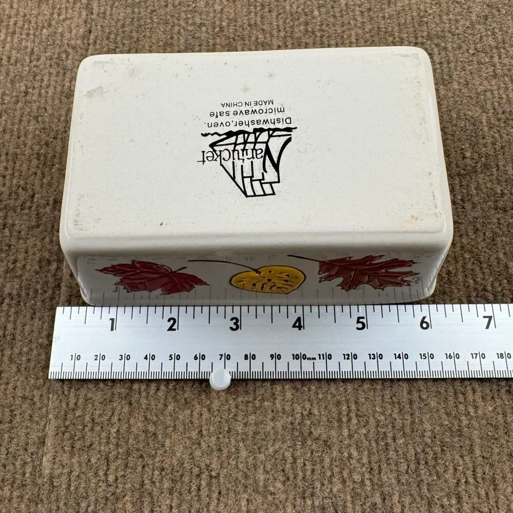 Nantucket Autumn-Themed Ceramic Mini Loaf Pan With Leaves